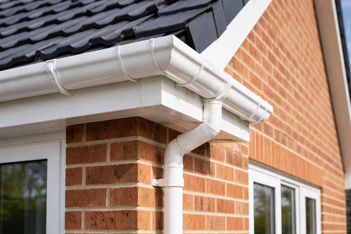 bungalow roofline close up on guttering